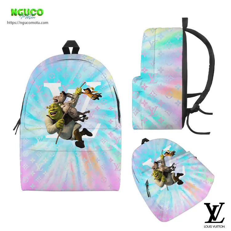 Backpack shrek with friends movie and louis vuitton gift unique laptop backpacks for man woman and kid